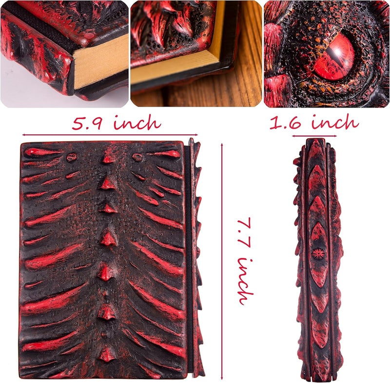 LZlightactor 3D Dragon Eye Embossed Journal,Resin Engraving Notebook,Dnd notebook for Dragon Lovers ，Blank Paper,Hardcover Travel Notepad for Writing,Sketchbook,Collection,Gift,Decoration A4 and A5 Size (A5-Red - Image 3